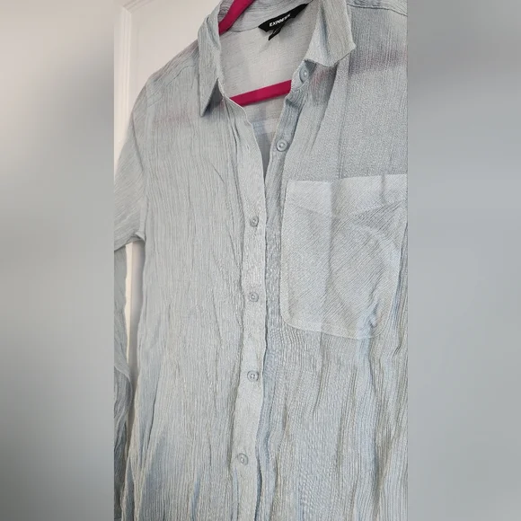 Express Light Blue Button-Up Shirt - Picture 2 of 5